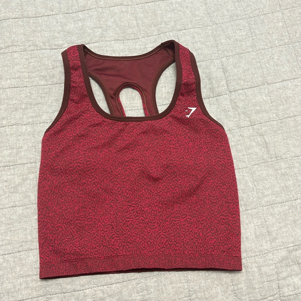 Gymshark- Adapt Animal Seamless Crop Tank- Cherry Brown- Medium